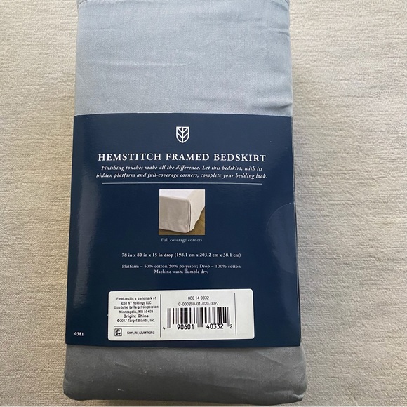 King Size Gray 100% Cotton Hemstitch Framed Bedskirt NWT - Picture 5 of 5